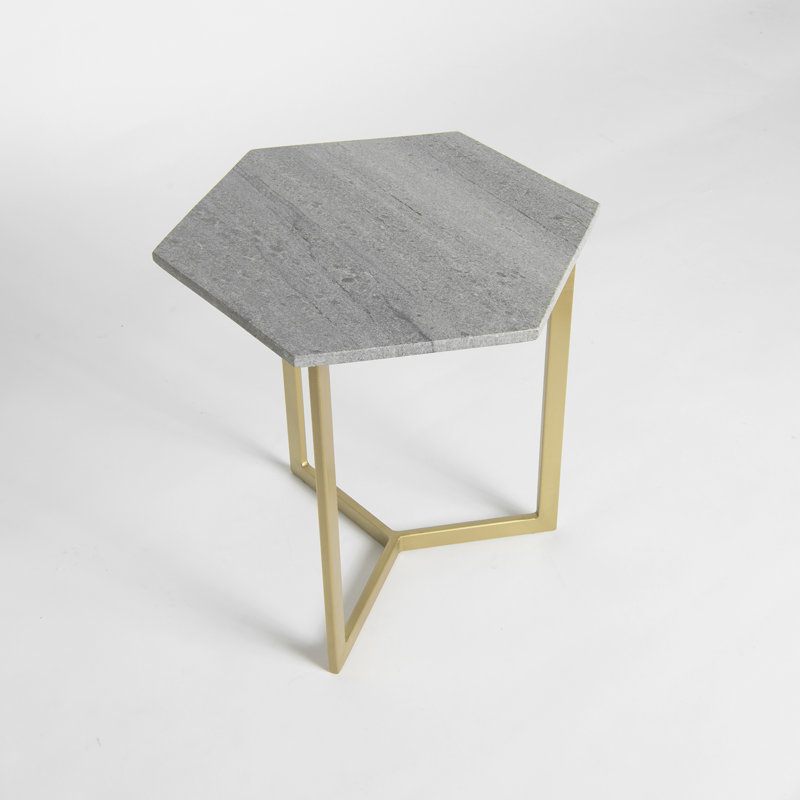 Table de bout avec plateau Finian, gris, Laiton antique