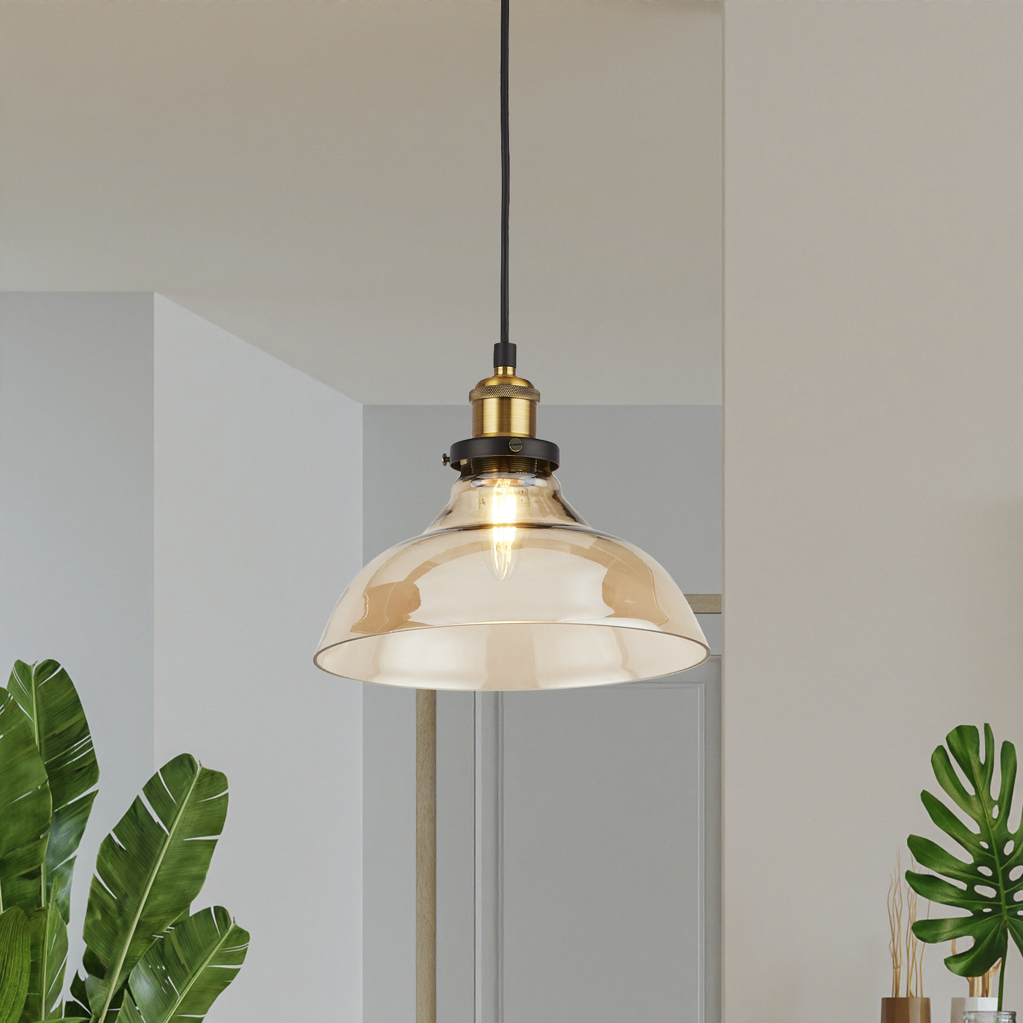 Brass single store pendant light