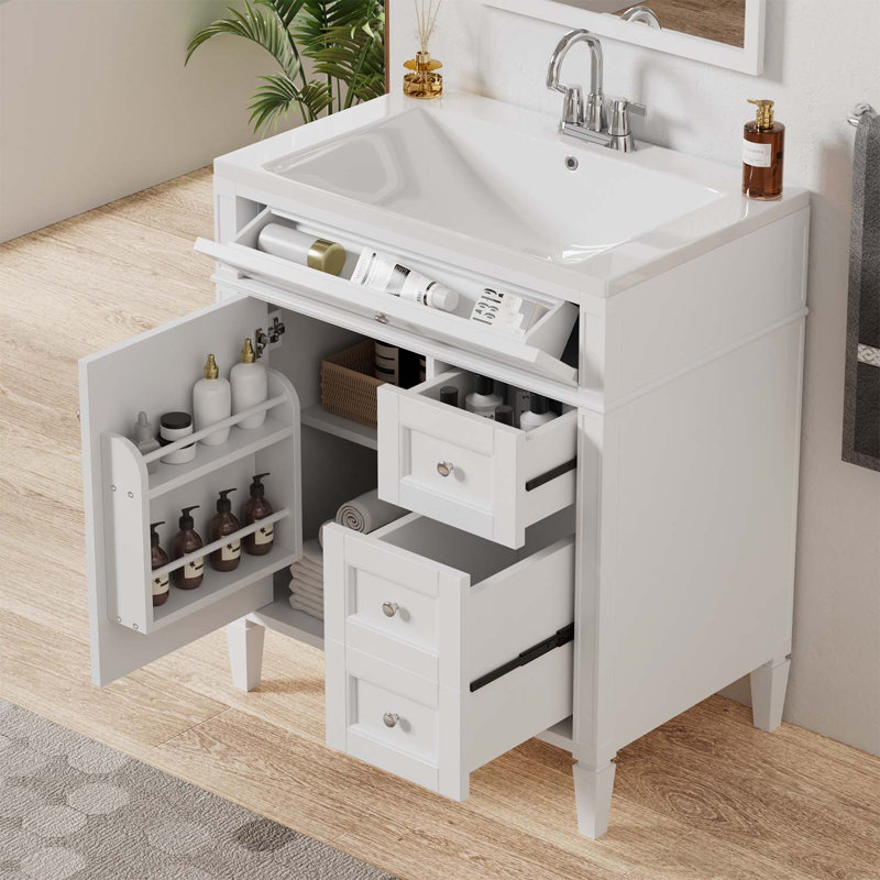 Rangement pour salle de bain Diajah, Blanc