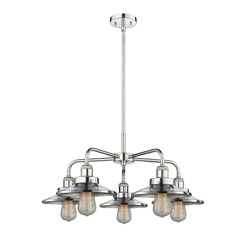 Lustre conique à 5 lumières en verre Amalle, Chrome poli, Chrome poli