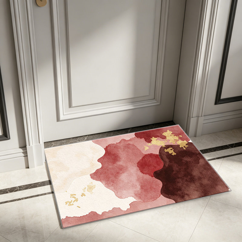Abstract Watercolor Red carpet-easy to clean, machine-washable, soft and comfortable; suitable for door mats, kitchens, living rooms, bedrooms, corridors, and laundry areas. Easy to clean, durable carpet for home decoration.