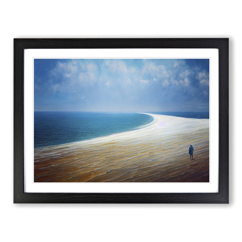 XH1022-486X Alone On The Beach - Single Picture Frame Painting, 25cm H x 34cm W x 2cm D, Black