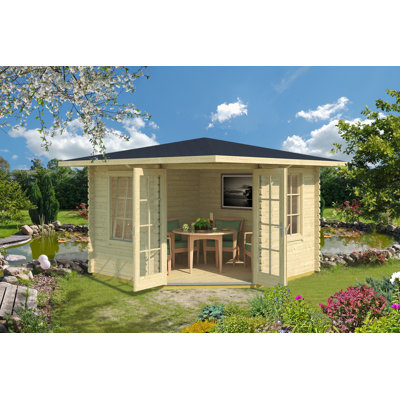Lasita Aruba 1 - 10 x 10 Ft. Corner Log Cabin With Single Glazing (40mm)