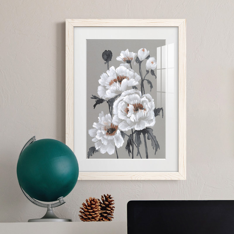 Peony Profusion II - peinture encadrée, H 24 po x l 20 po x P 1 po, Cadre blanc