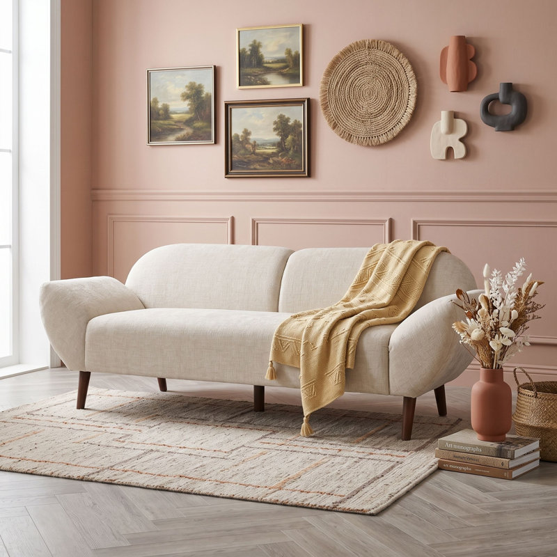 Canapé incurvé moderne en chenille 3 places avec tissu durable Modern