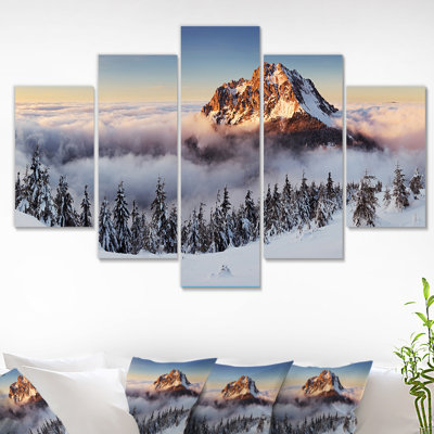 Winter Mountain Landscape - 5 Piece Wrapped Canvas Photograph