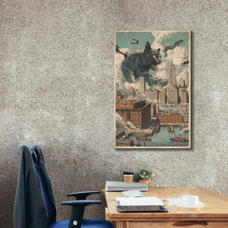  «Catzilla In New York» par Rich Monet, art mural sur toile, 26 po x 40 po, H 40 po x l 26 po