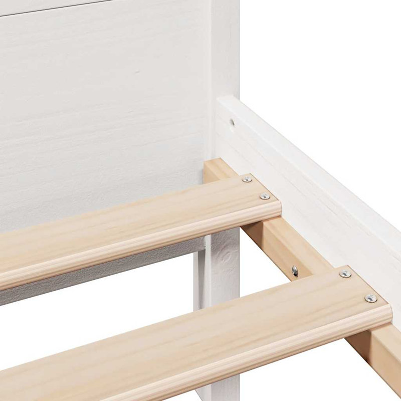 Andel Solid Wood Bed, White, 155 x 209 cm, Yes