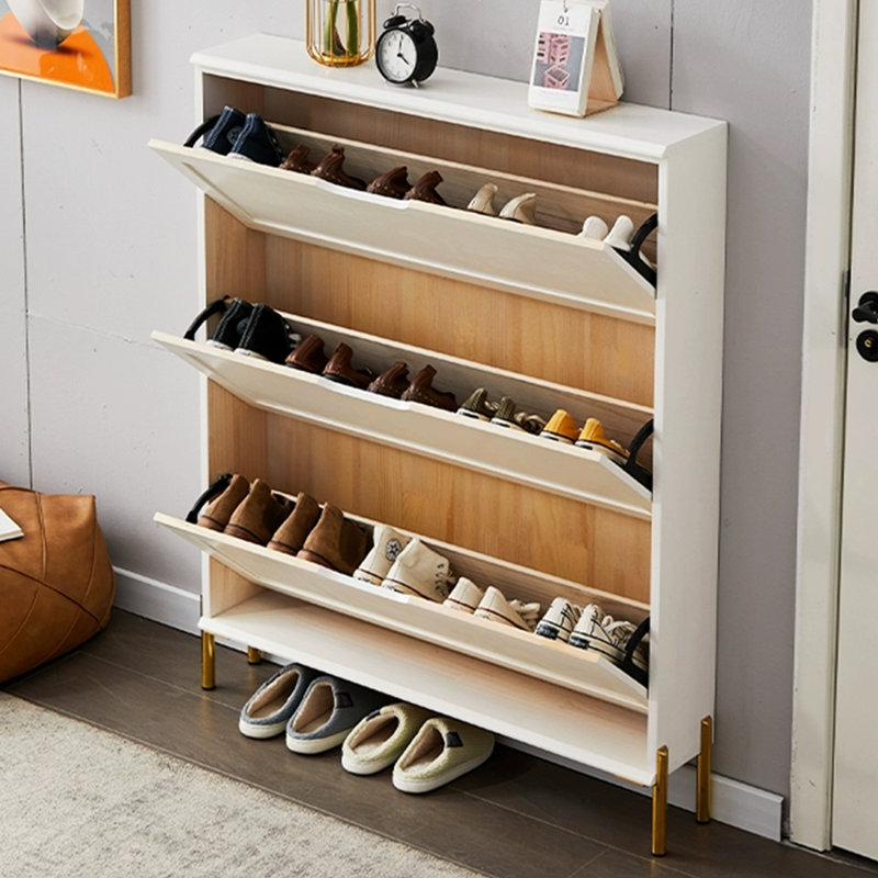 Rangement à chaussures en bois massif, Blanc