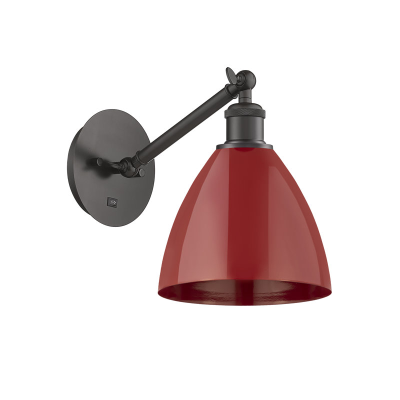 Applique murale en acier 1 lumière, Rouge, Bronze huilé