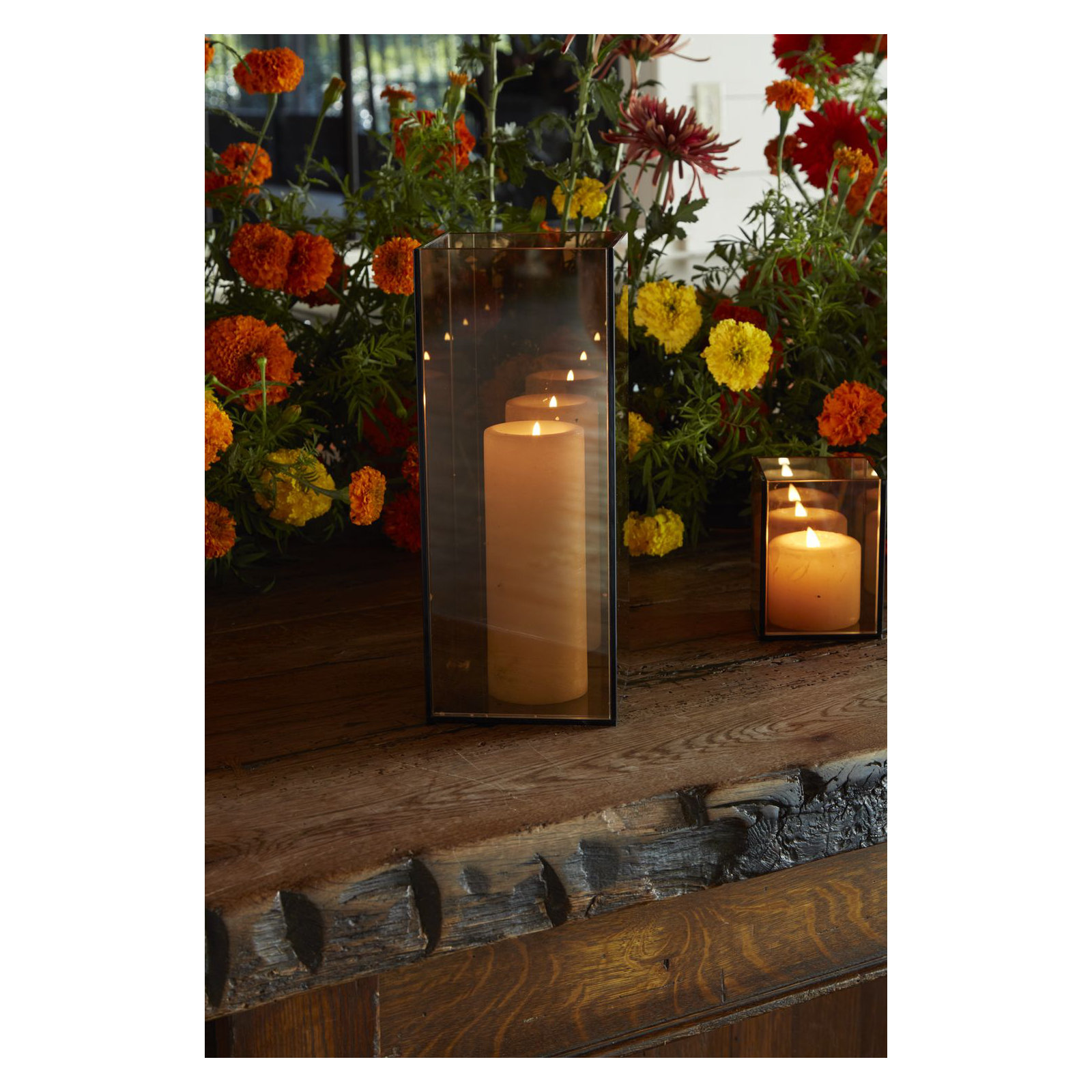 Asia Glass Tabletop Votive Holder, 10.25" H x 4.5" W x 4.5" D 