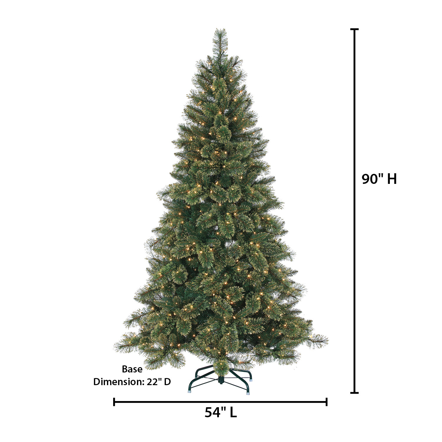 Gold Frosted Pre-Lit Pine Christmas Tree, 7'5"