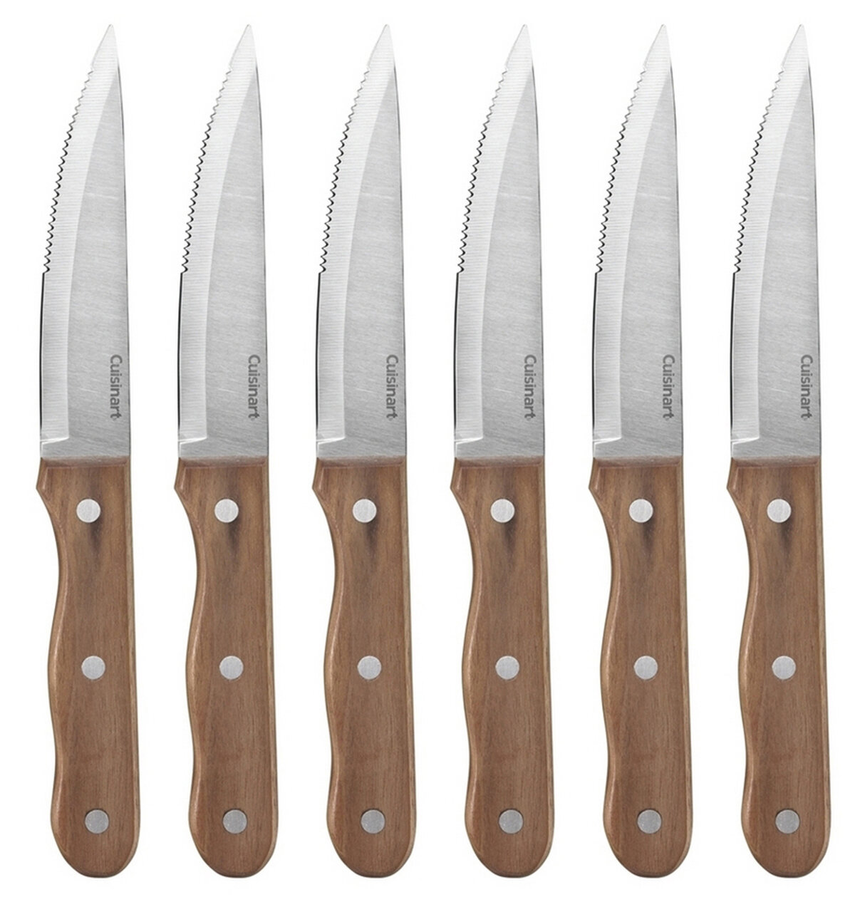 Cuisinart C55W-S6STK Advantage Cutlery 6-Piece Triple Rivet Walnut Steak Knife Set