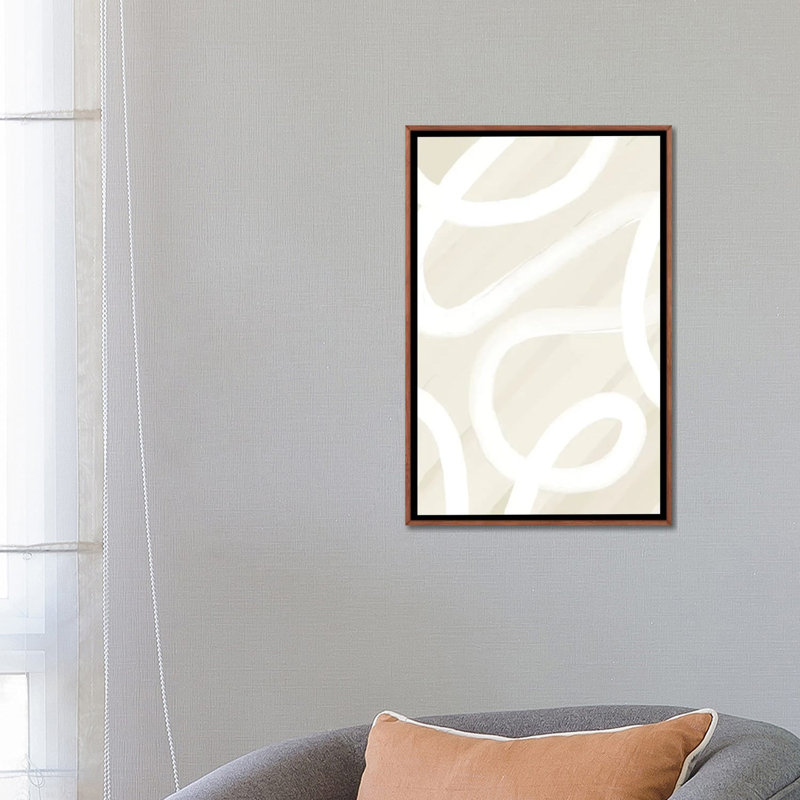 Danse des lignes - reproduction d'art murale - toile encadrée, 26 po x 18 po, Framed Canvas, Brun