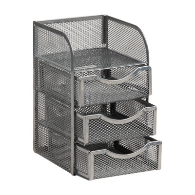 Mind Reader Desktop Accessory Storage, Paper Binder Clip Basket, Workspace, Office, Metal Mesh, White