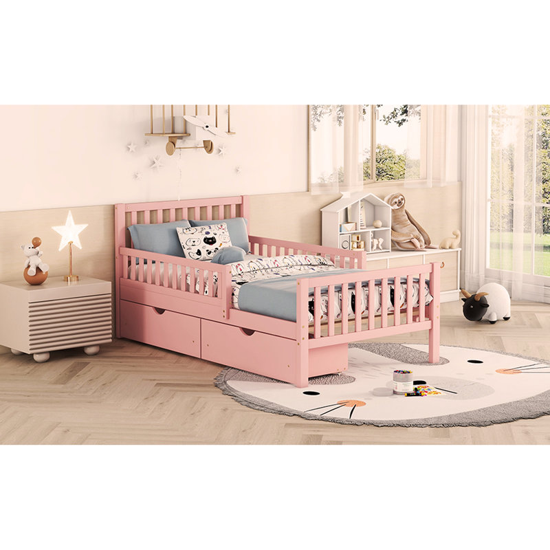 Lit de rangement en bois, Rose, Simple