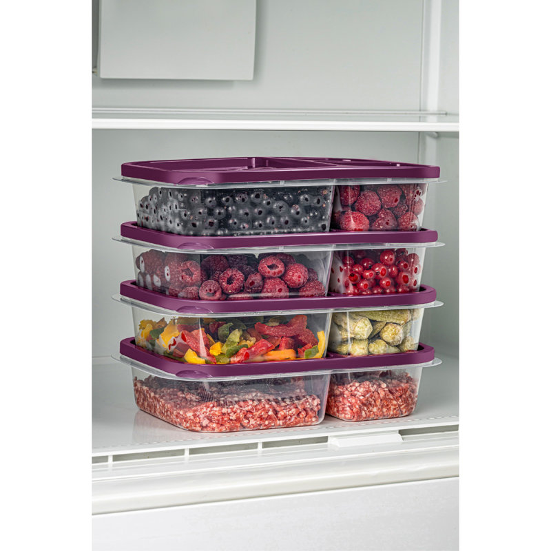 Ensemble de boîte de rangement en plastique durable (4 pièces), mauve, 5,9 x 9,4 x 2,0 pouces | 100% sans BPA, va au lave-vaisselle | Idéale pour organiser la maison, le bureau et la cuisine, cette table empilable est pratique pour économiser de l'espace