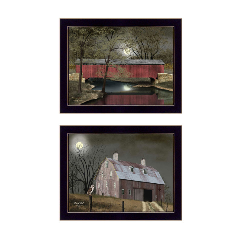 «Midnight Moon Collection», vignette imprimée 2 pièces par Billy Jacobs, affiche encadrée prête à accrocher, cadre noir