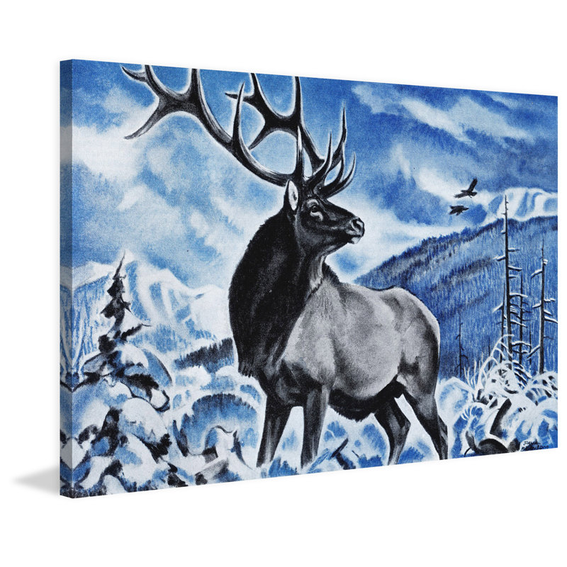 The Last Elk by Marmont Hill - Wrapped Canvas Painting, 76cm H x 114cm W