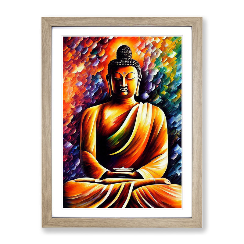 View Of Buddha No.2 - Wall Art, 66cm H x 48cm W, Oak Picture Frame, White
