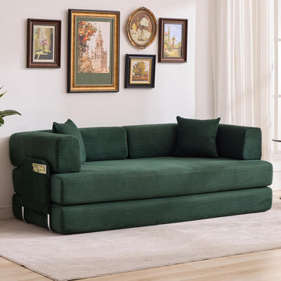 5-in-1 Convertible Sofa Bed, 78.8" Modular Corduroy Sleeper with Sturdy Frame & No Assembly, Multi-Functional Futon for Small Space, Living Room & Guest Room