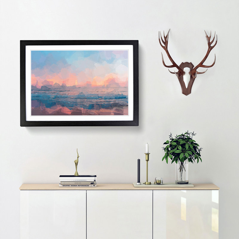 Sundown in Sri Lanka in Abstract - Framed Print, 62cm H x 87cm W x 2cm D, Black Framed