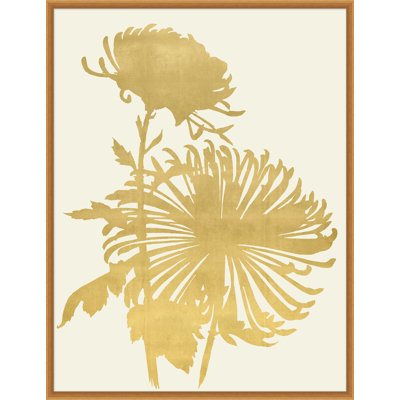 Gold Leaf Wood Cut 1' Framed Graphic Art Print on Glass