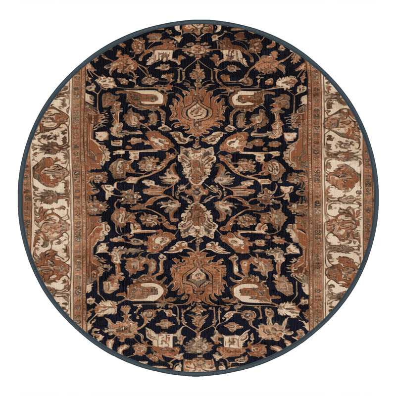 Tapis brun lavable à la machine, Rond 3 pi