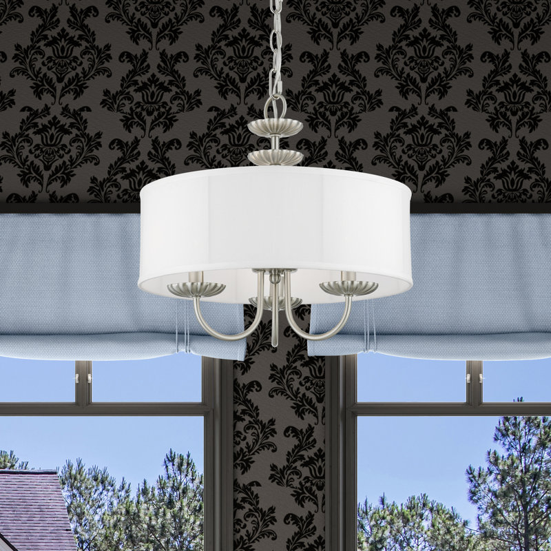 Lustre tambour à 3 lumières Lampert, Nickel brossé