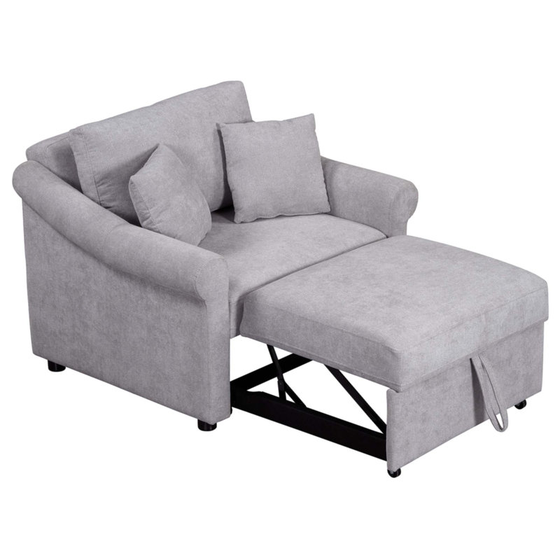 Fauteuil convertible en chenille avec dossier réglable, Gris