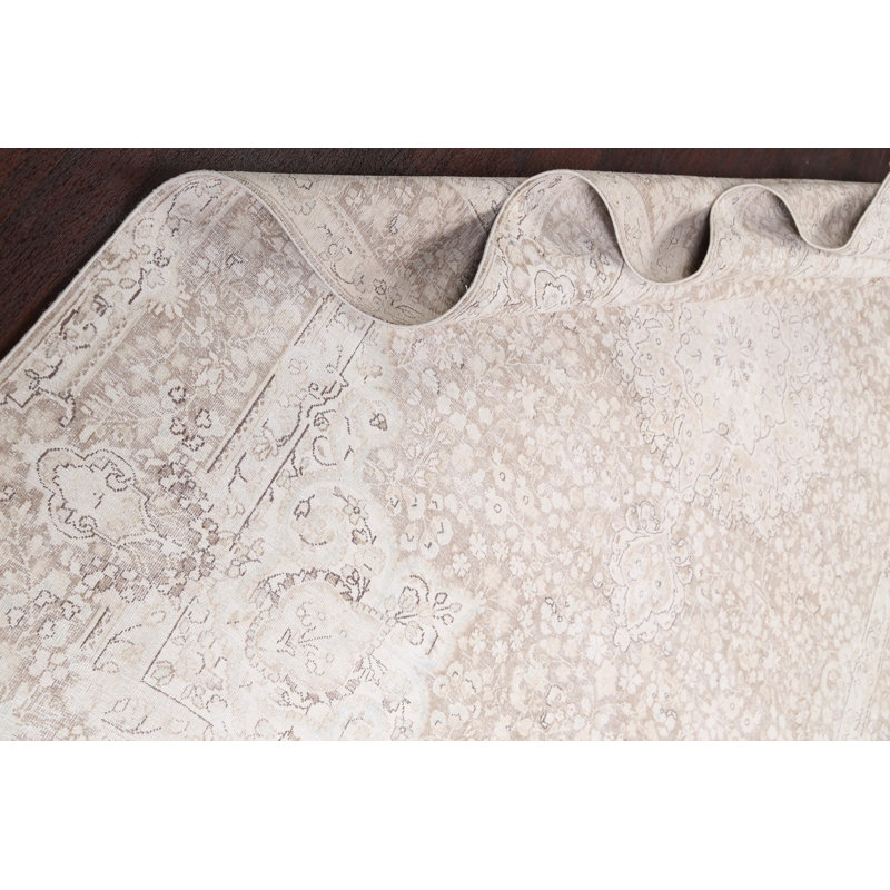 One-of-a-Kind 6'9" X 9'5" 1950s Wool Area Rug in Ivory