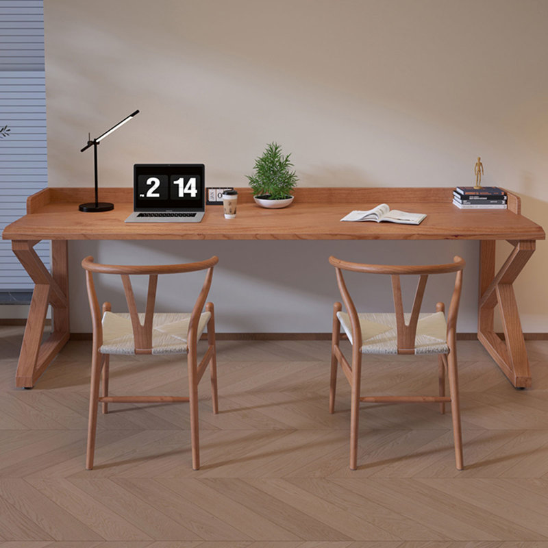 Brown Rectangular Solid Wood desk, 29.53" H x 62.99" W x 23.62" D