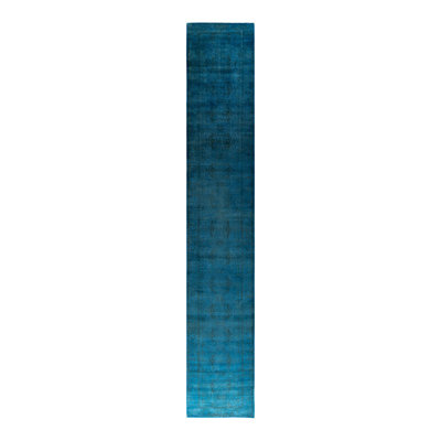 Tapis bleu noué à la main de conception unique Holsworth - bleu