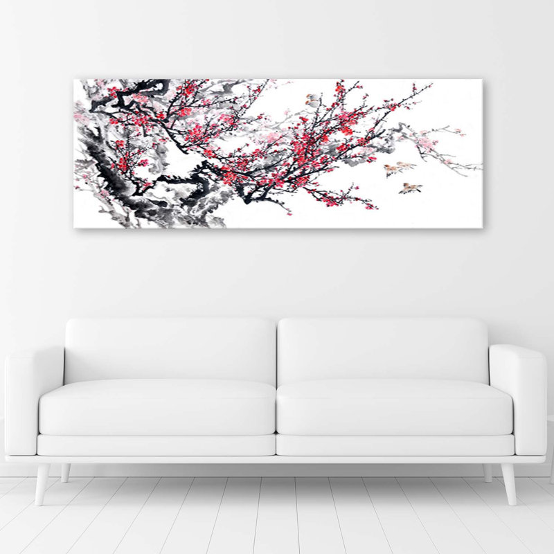 Japanese Cherry Blossoms - Wrapped Canvas Print, 40cm H x 120cm W