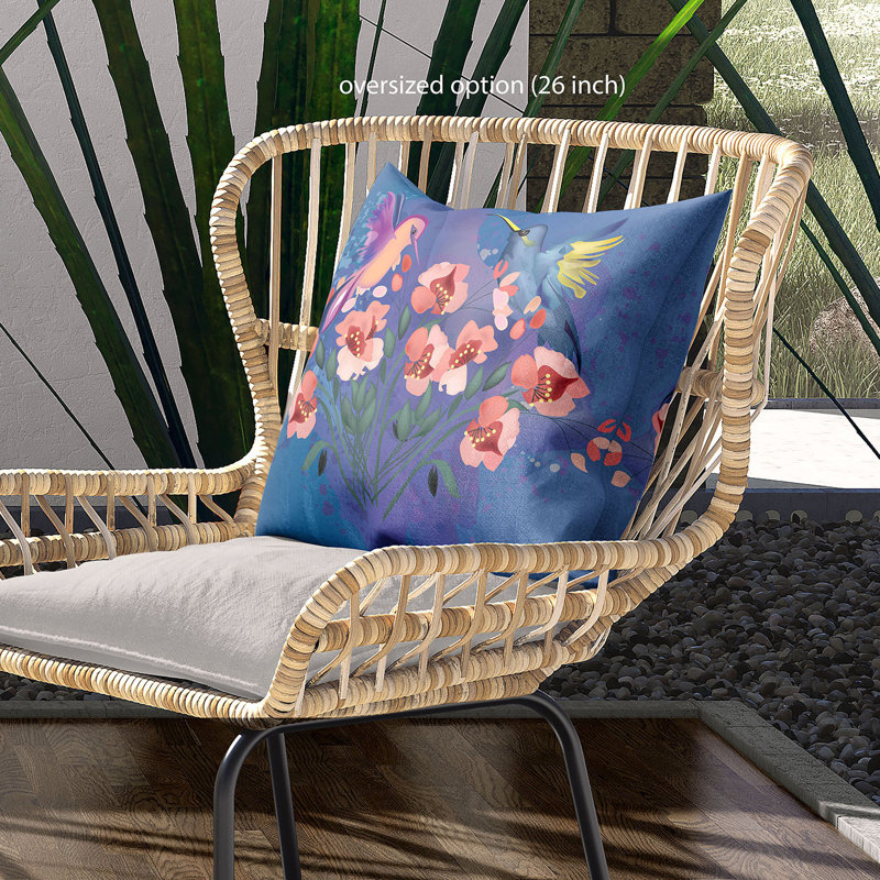Coussin 26 x 26, Bleu / rose / gris