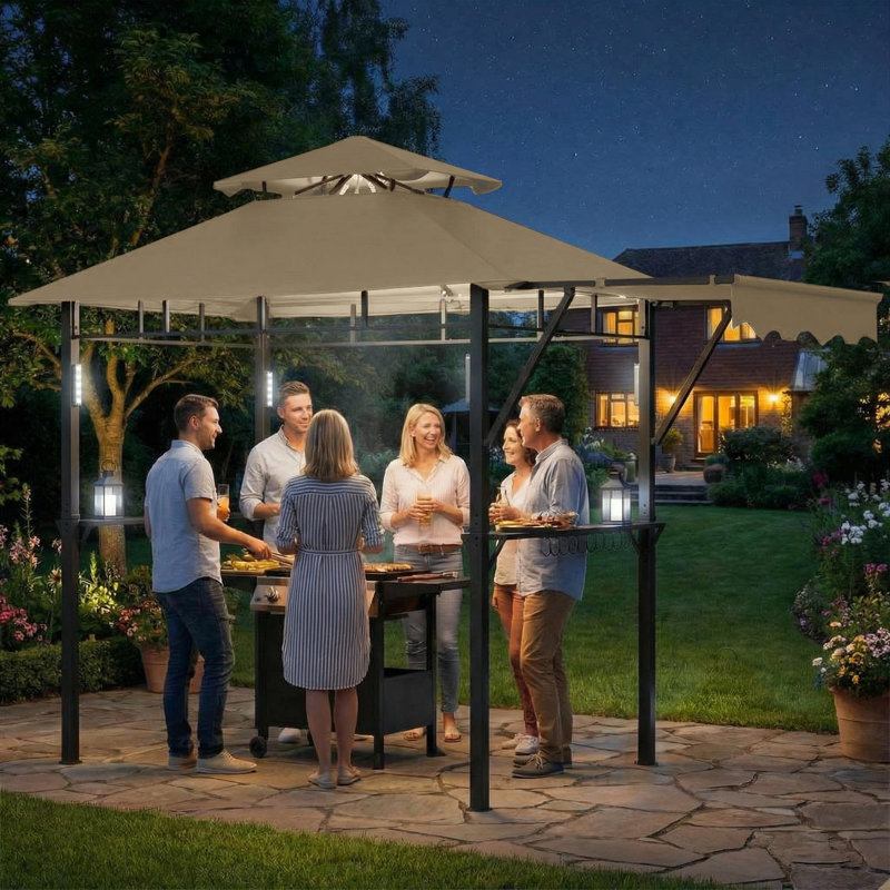 Pavillon de jardin robuste pour barbecue extérieur, Light Brown
