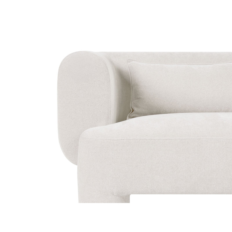 3 Seater Fabric Sofa, White Fabric, White