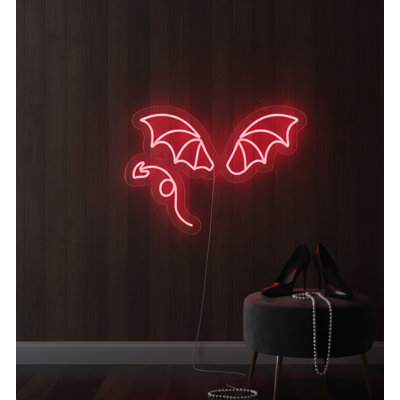  | En forme de cœur avec ailes et enseigne au néon | Fabriqué avec un tube néon sur mesure durable pour une lueur accrocheuse et un éclat durable sans scintillement | 17 x 24 | Rose