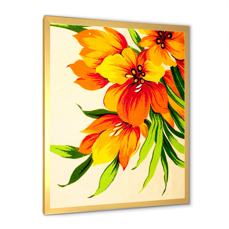 «Blooming Orange and Green Flowers», reproduction d'art sur toile traditionnelle, L 24 po x H 36 po x P 1,5 po