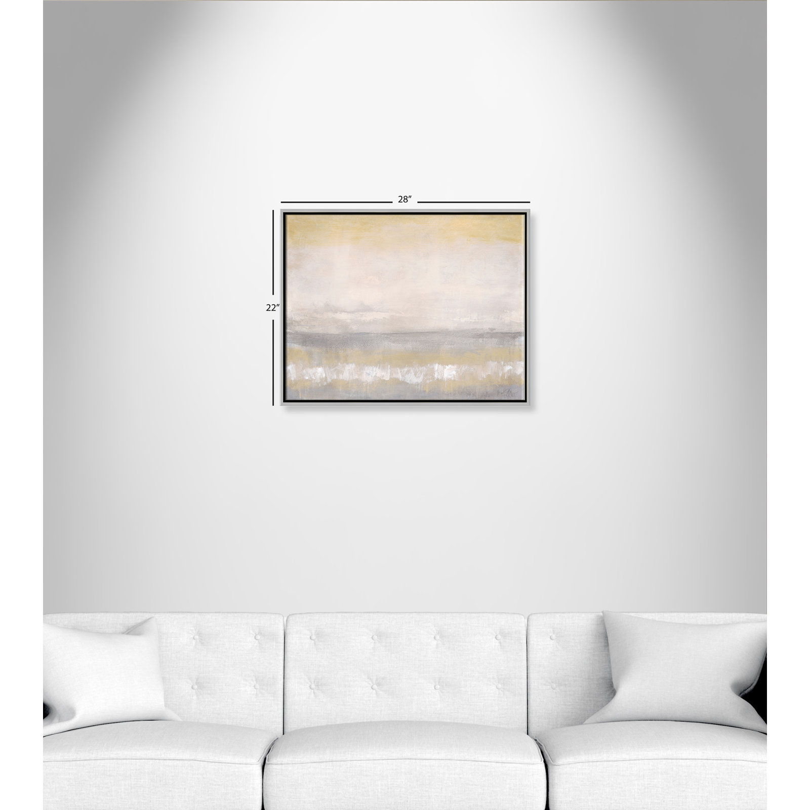 Willadeene "Morning Calm 2" Painting, 22" H x 28" W x 2" D, Silver Framed