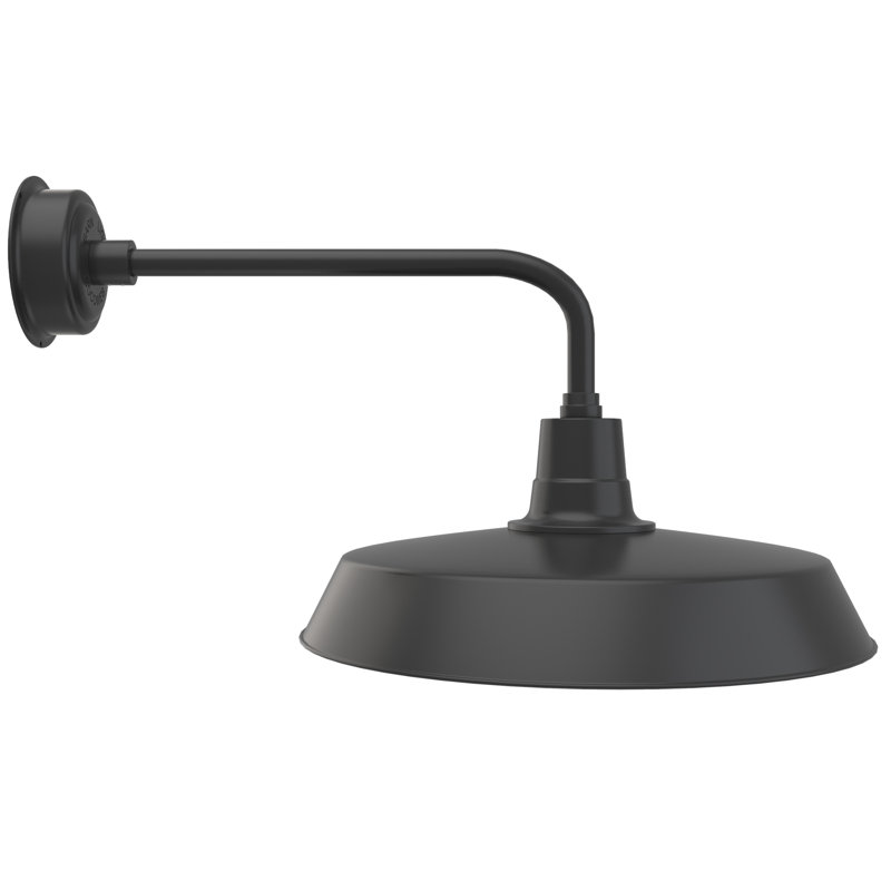 Luminaire de grange d’extérieur à del Haleigh, H 16,5 po x l 22 po x P 37 po, Noir mat