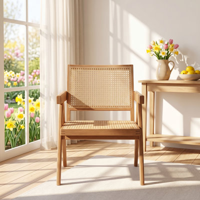 Fauteuil d'appoint en bois synthétique et en rotin l 26 po x P 24 po x H 32 po Velentina