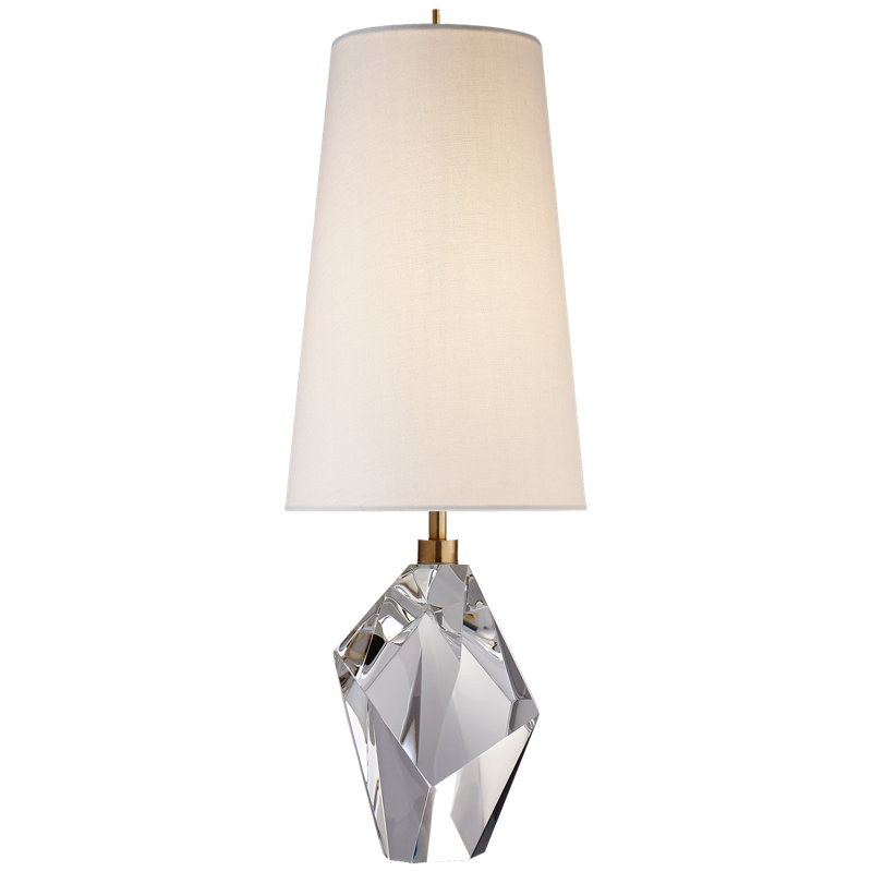 Halcyon Accent Cordless Table Lamp in Crystal with Linen Shade