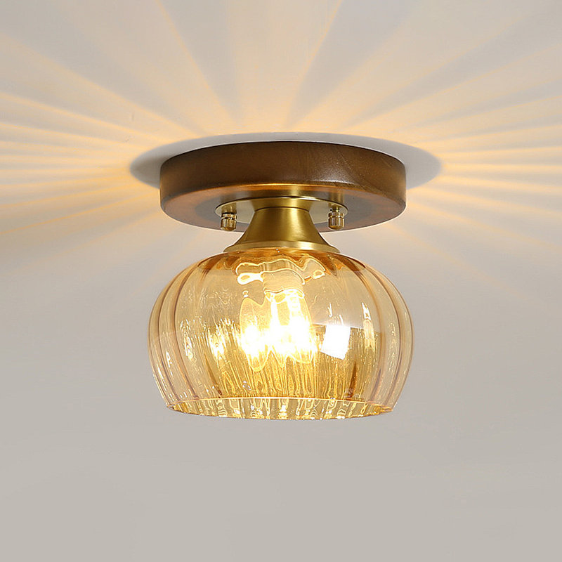 Plafonnier en verre transparent Ribber, Tanné