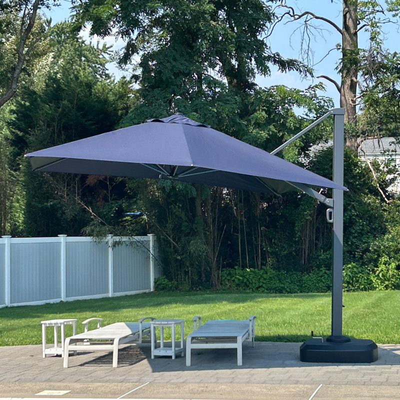 Parasol carré en porte-à-faux 120 "avec base à roulettes Bunty, bleu marine, Marine