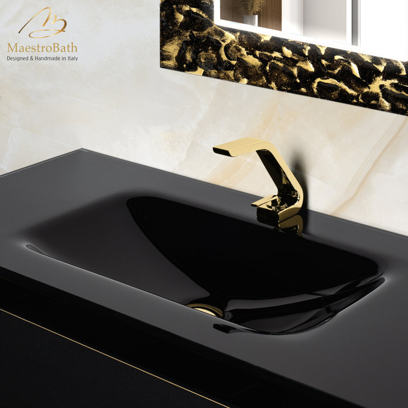Danya 40'' W Single Vanity, Black, Black, Gold