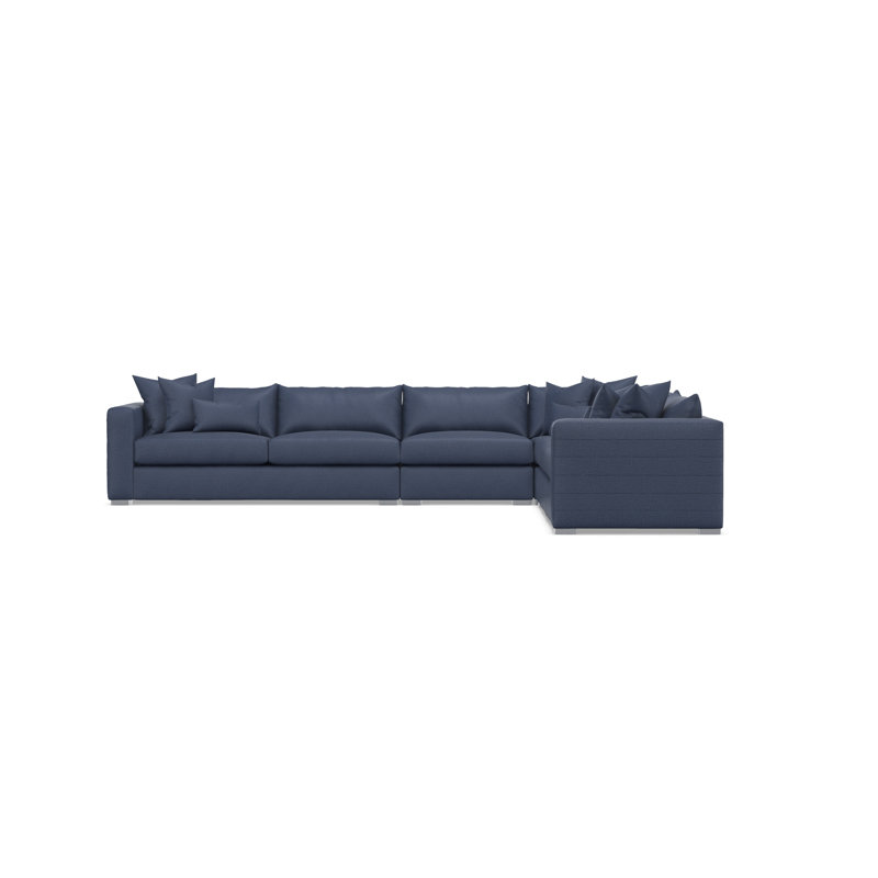 Sectional, Blue Polyester, 32.5" H x 157" W x 120.5" D
