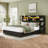 Bed Frame With 4 Storage Drawers, Built-In LED Lights & USB Charging Station, Side Bookshelf Storage-1660902830-1660902824
