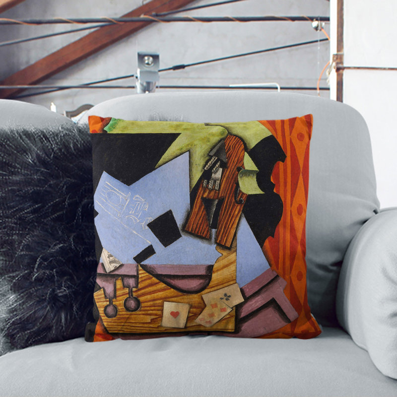 Violin Still Life Vol.2 Scatter Cushion, 40cm H x 40cm W x 15cm D, White