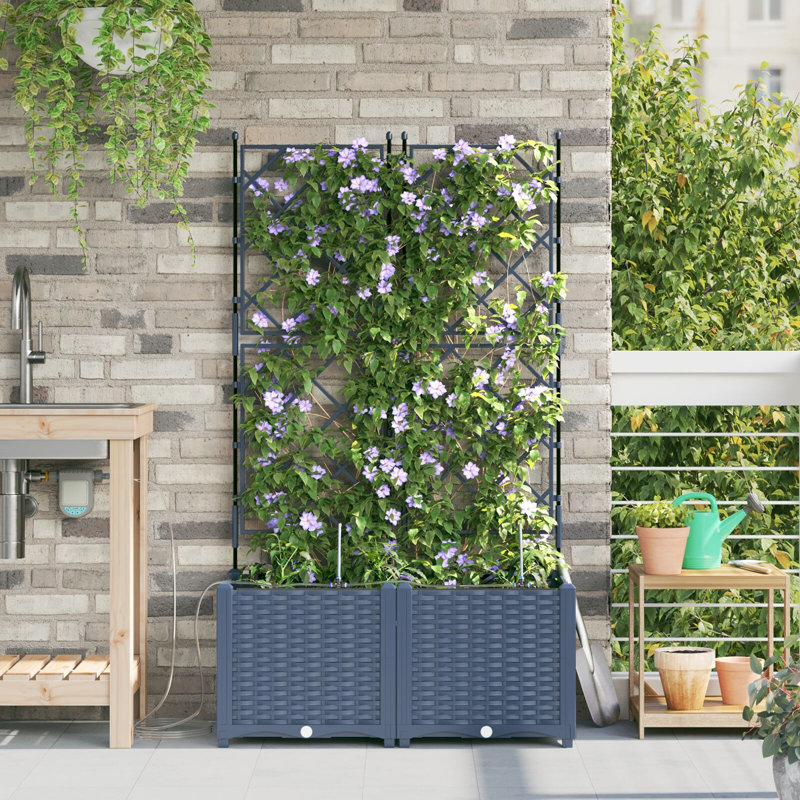 Garden Planter Plastic Resin Planters, Grey, 142cm H x80cm W x 40cm D